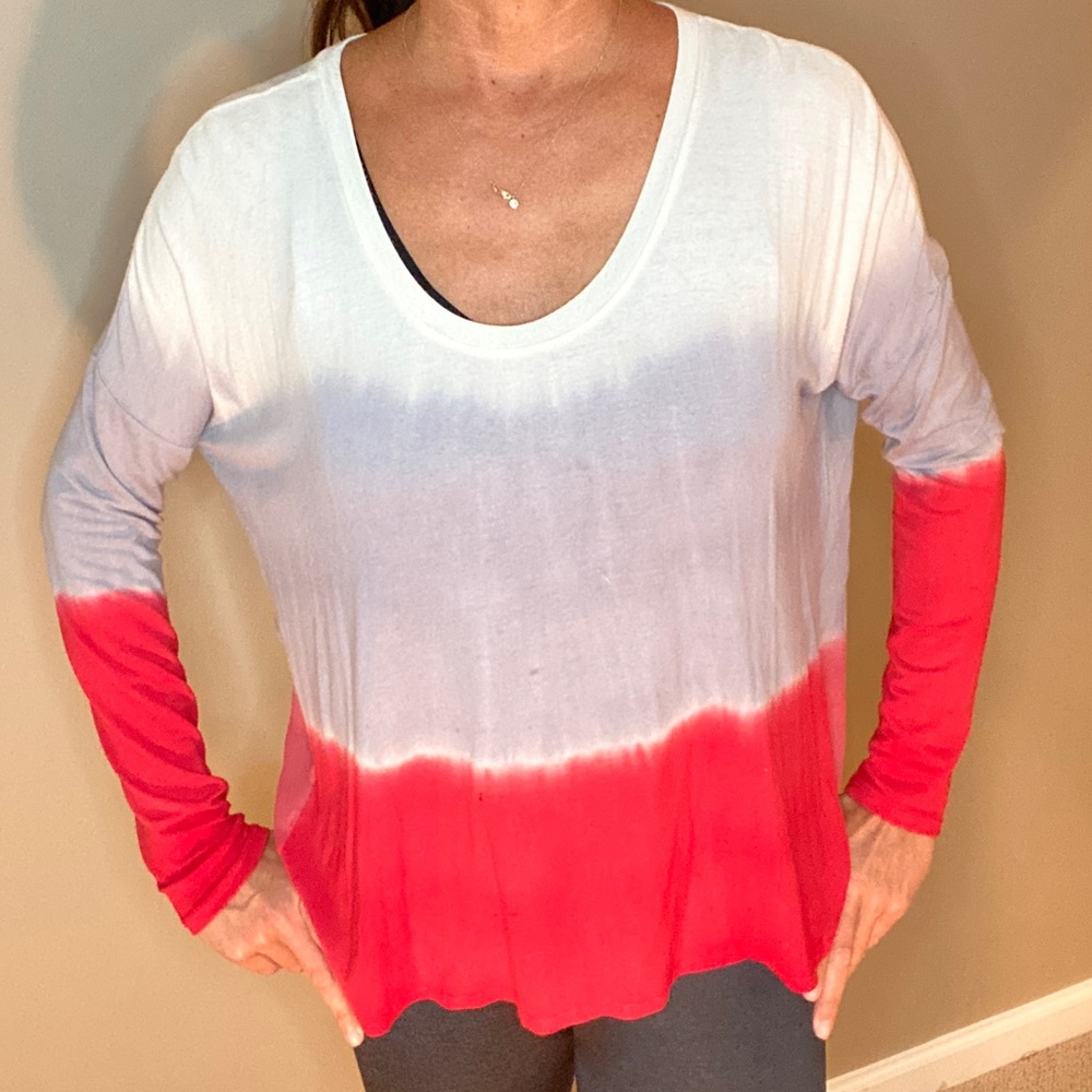 Red Haute long sleeve top with sheer back